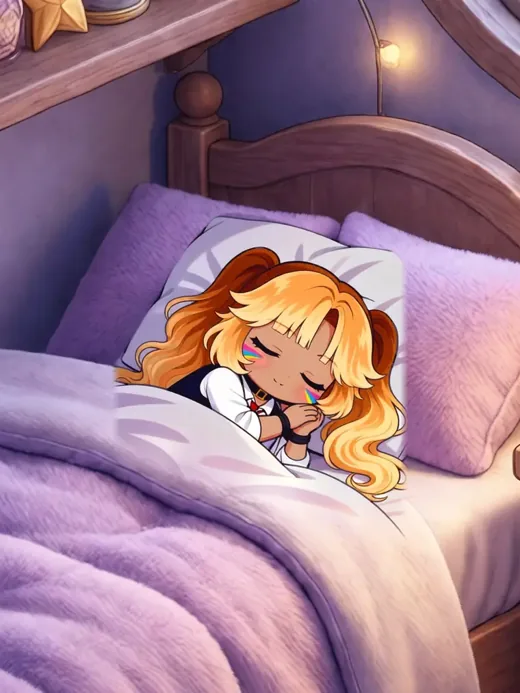 Waxi schläft in ihrem Bett